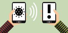 Zeichnung von zwei Händen, die jeweils ein Smartphone halten
