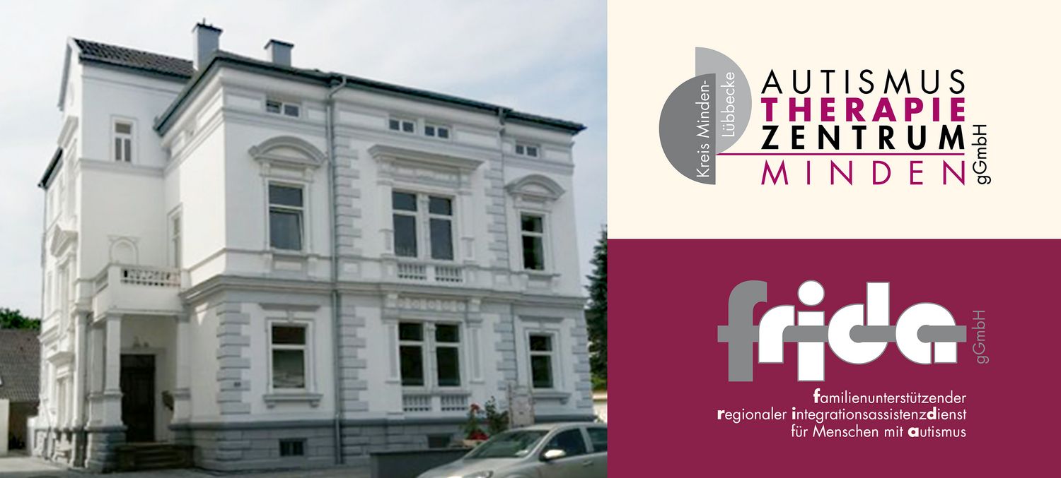 Foto zeigt Haus, Logos ATZ Minden und FRIDA