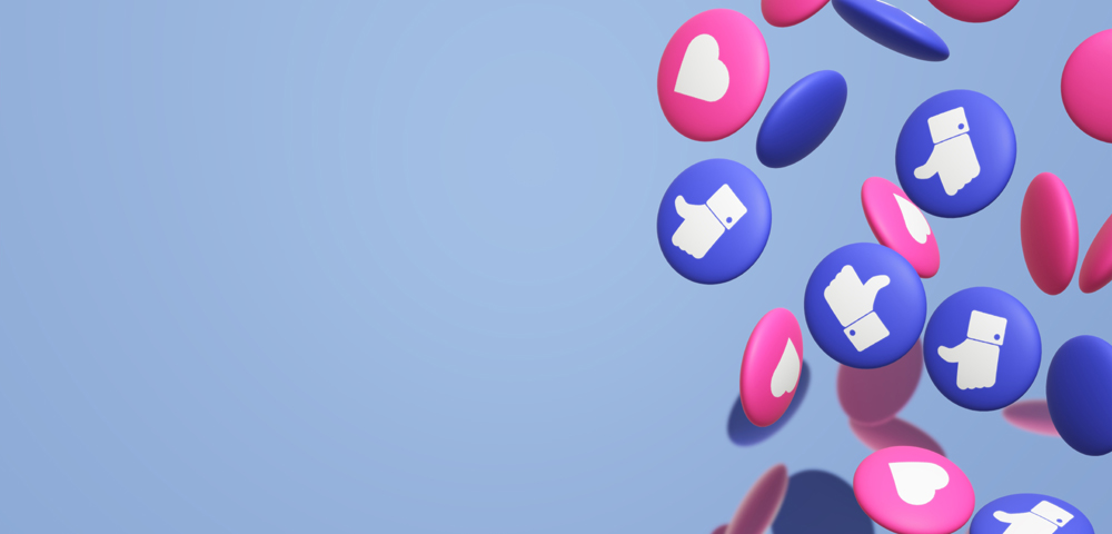 Motive Facebook-Icons Daumen nach oben und Herz